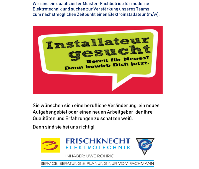 Stellenangebot Elektriker